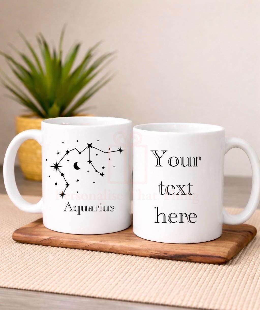 Aquarius zodiac star sign birthday constellation custom tea / coffee mug