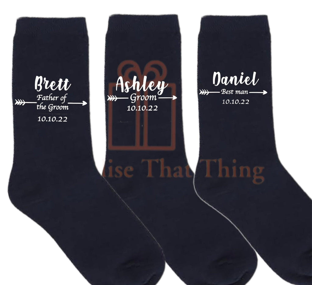Personalised custom wedding bridal party men’s socks