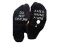Having a wine do not disturb custom printed name women’s socks
