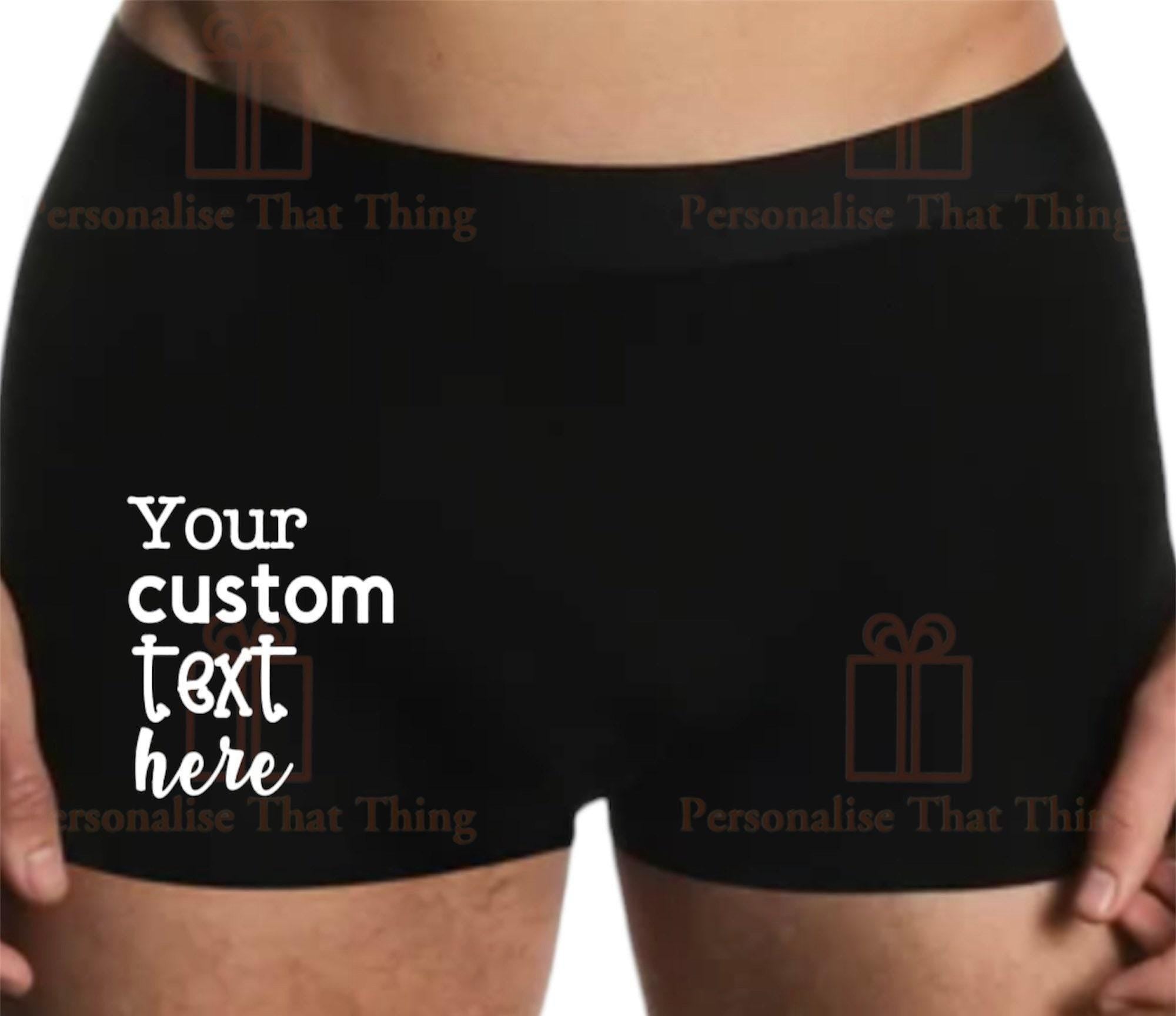 Your custom text personalised men’s boxer trunks