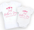 Our first Mother’s Day matching custom name heart T-shirts / baby onesie