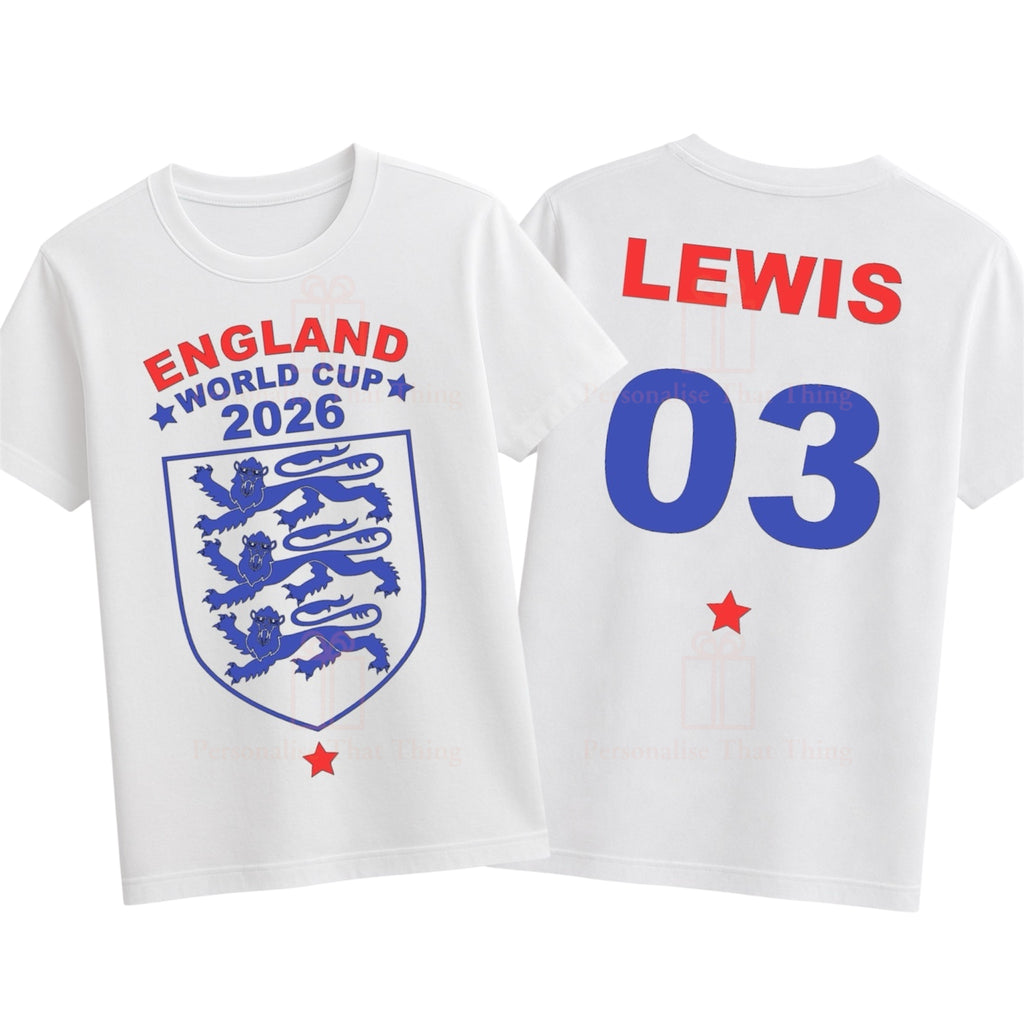 3 Lions On The Shirt Football England World Cup Personalised Name custom Tshirt