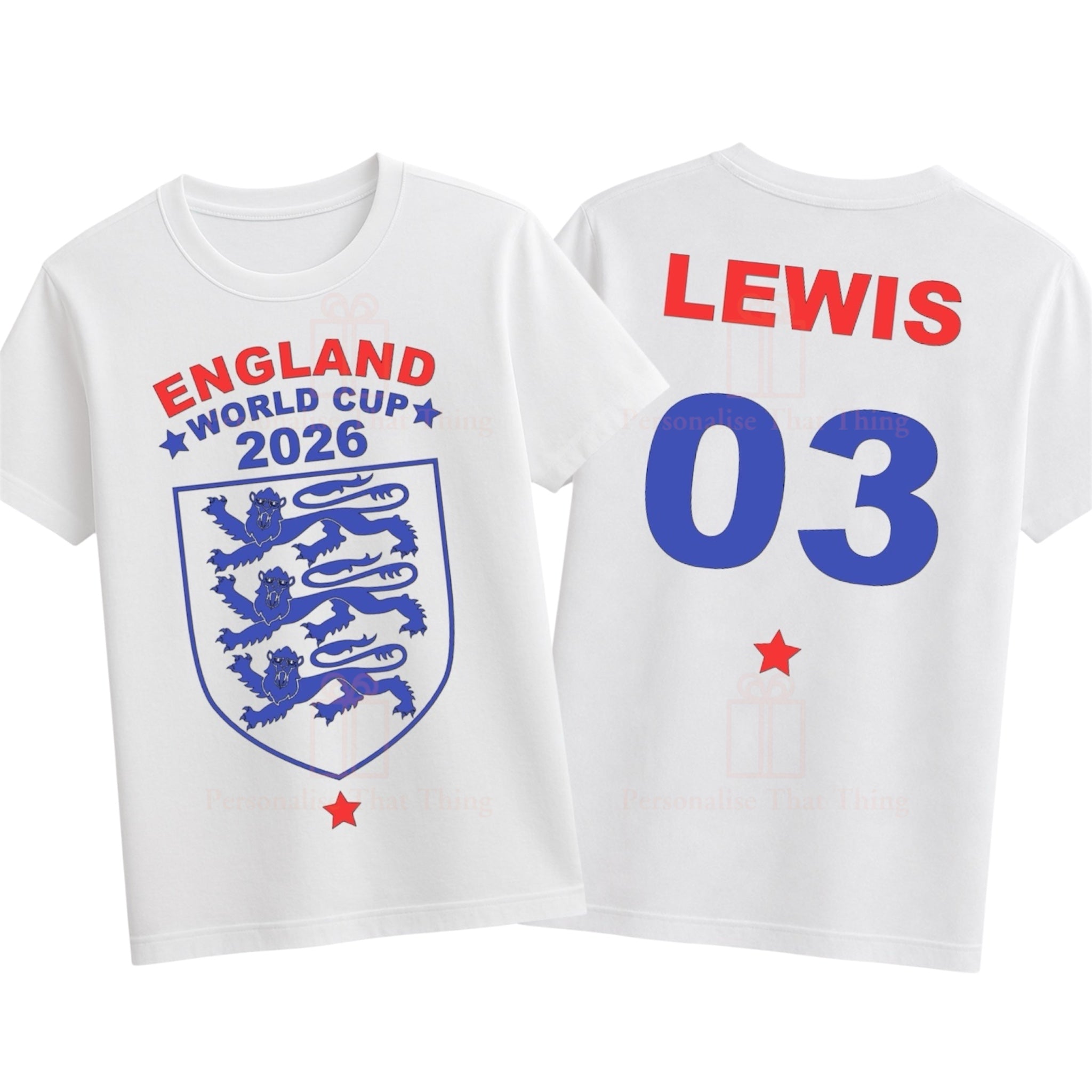 3 Lions On The Shirt Football England World Cup Personalised Name custom Tshirt