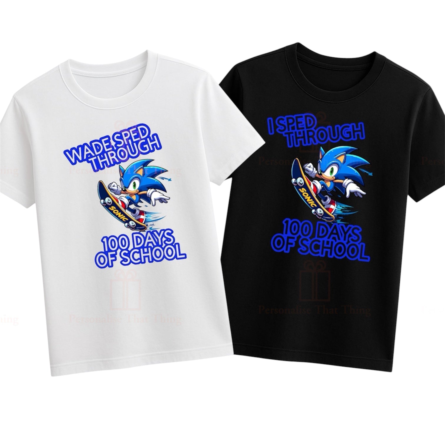 I sped through 100 days of school personalised name sonic the hedgehog tshirt