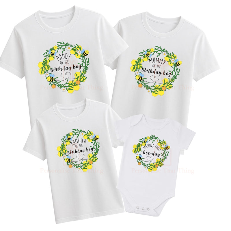 Bee day Bumblebee custom first birthday name family matching mummy / daddy party Tshirt
