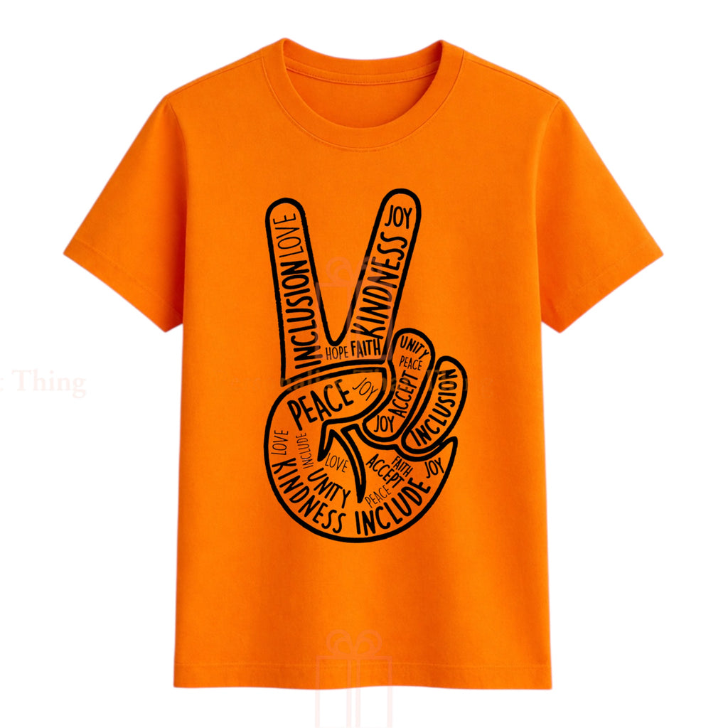 Harmony Large Peace Hand Sign - harmony day orange tshirt