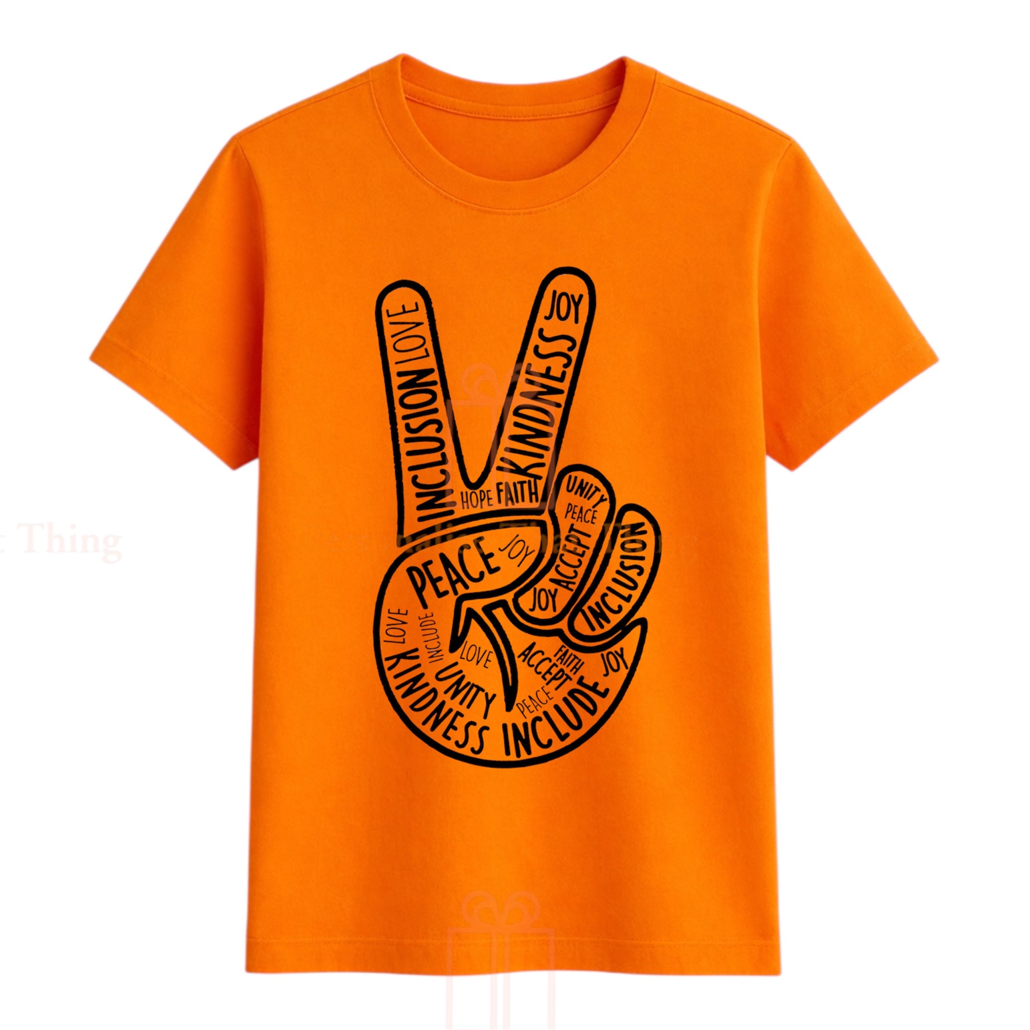 Harmony Large Peace Hand Sign - harmony day orange tshirt