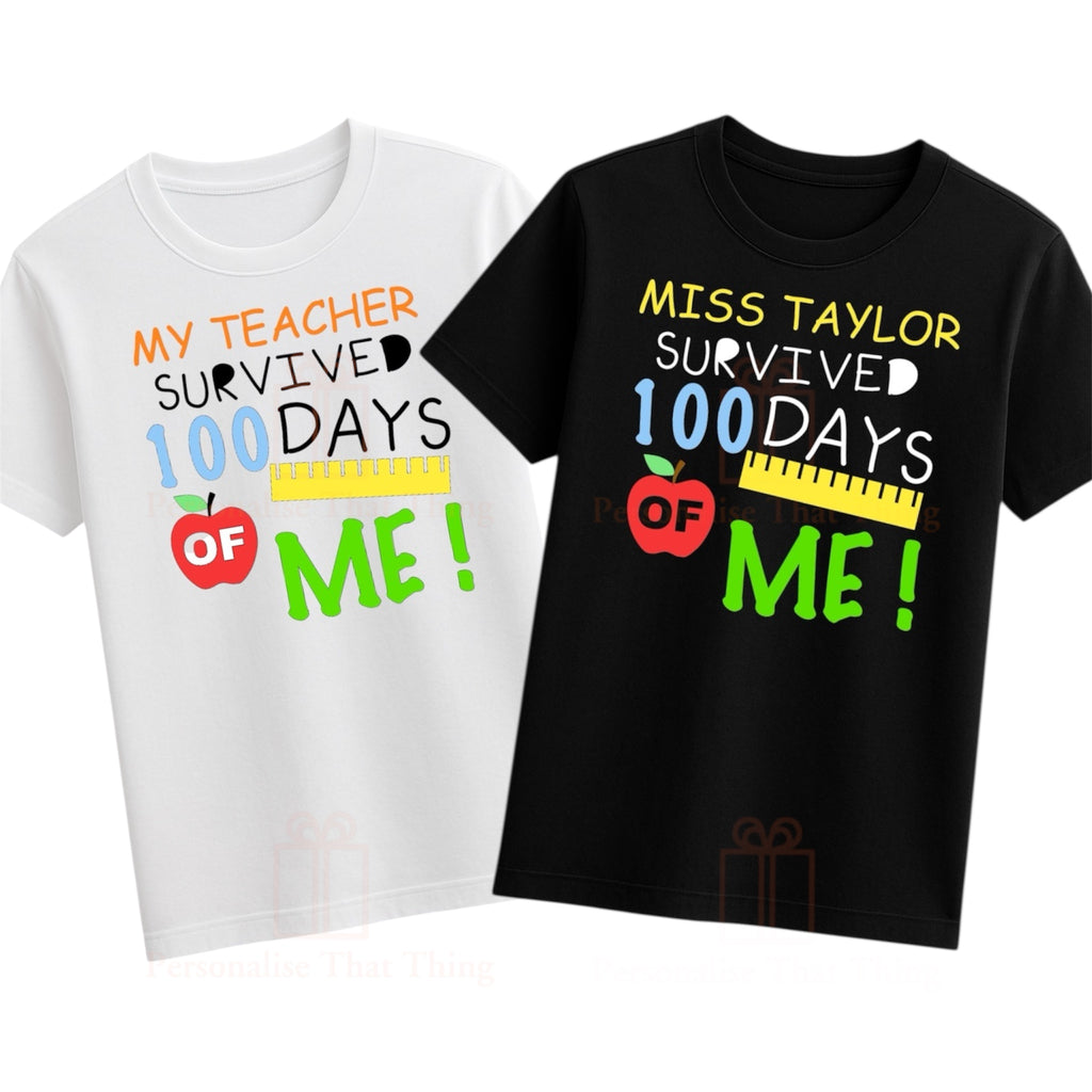 My teacher survived 100 days of me school custom name Tshirt