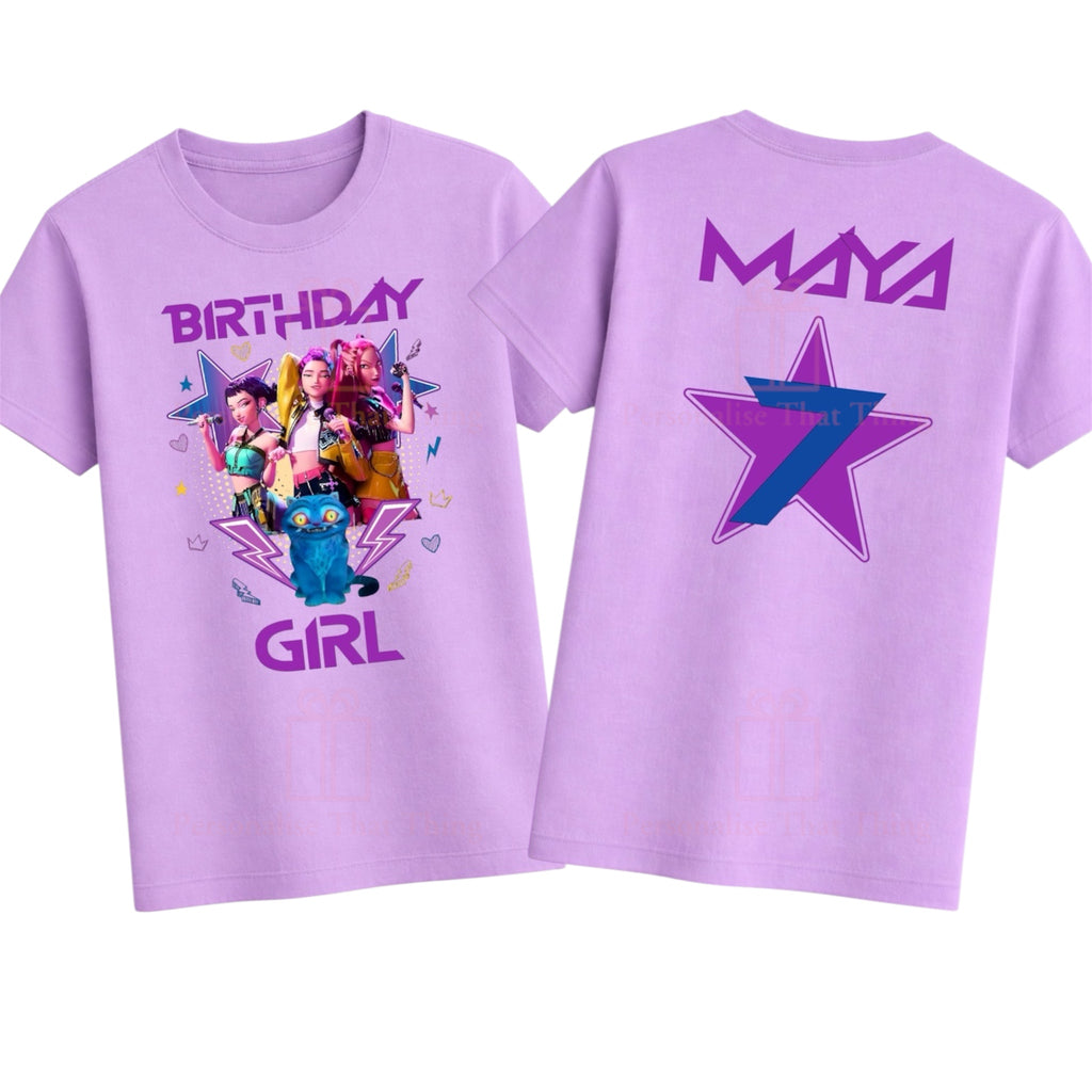 Birthday girl kpop huntrix custom name and age tshirt