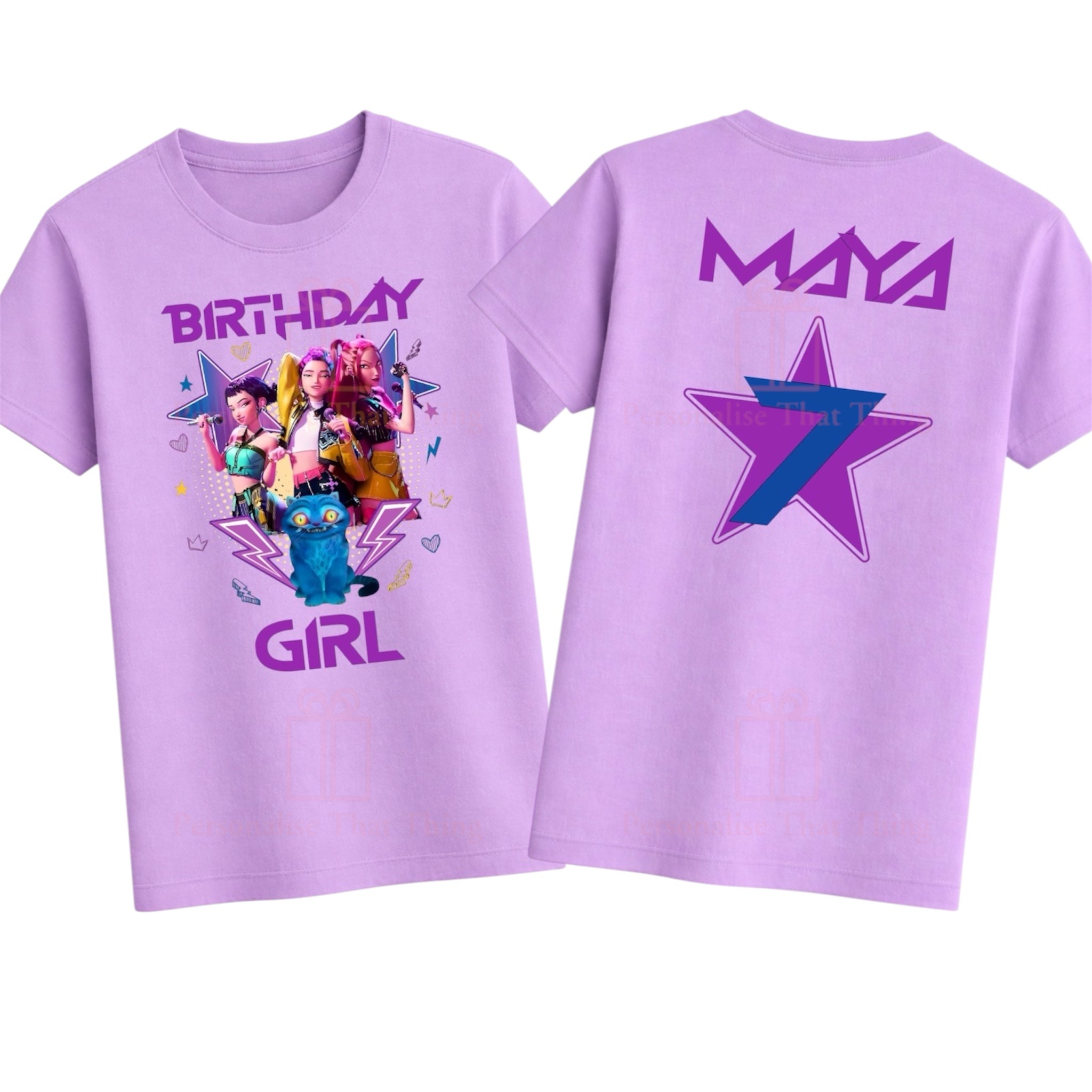 Birthday girl kpop huntrix custom name and age tshirt