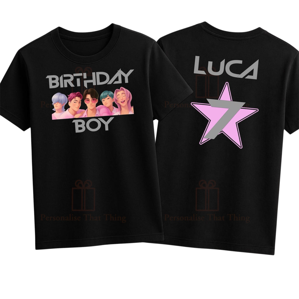 Birthday boy kpop saja boys custom name and age tshirt