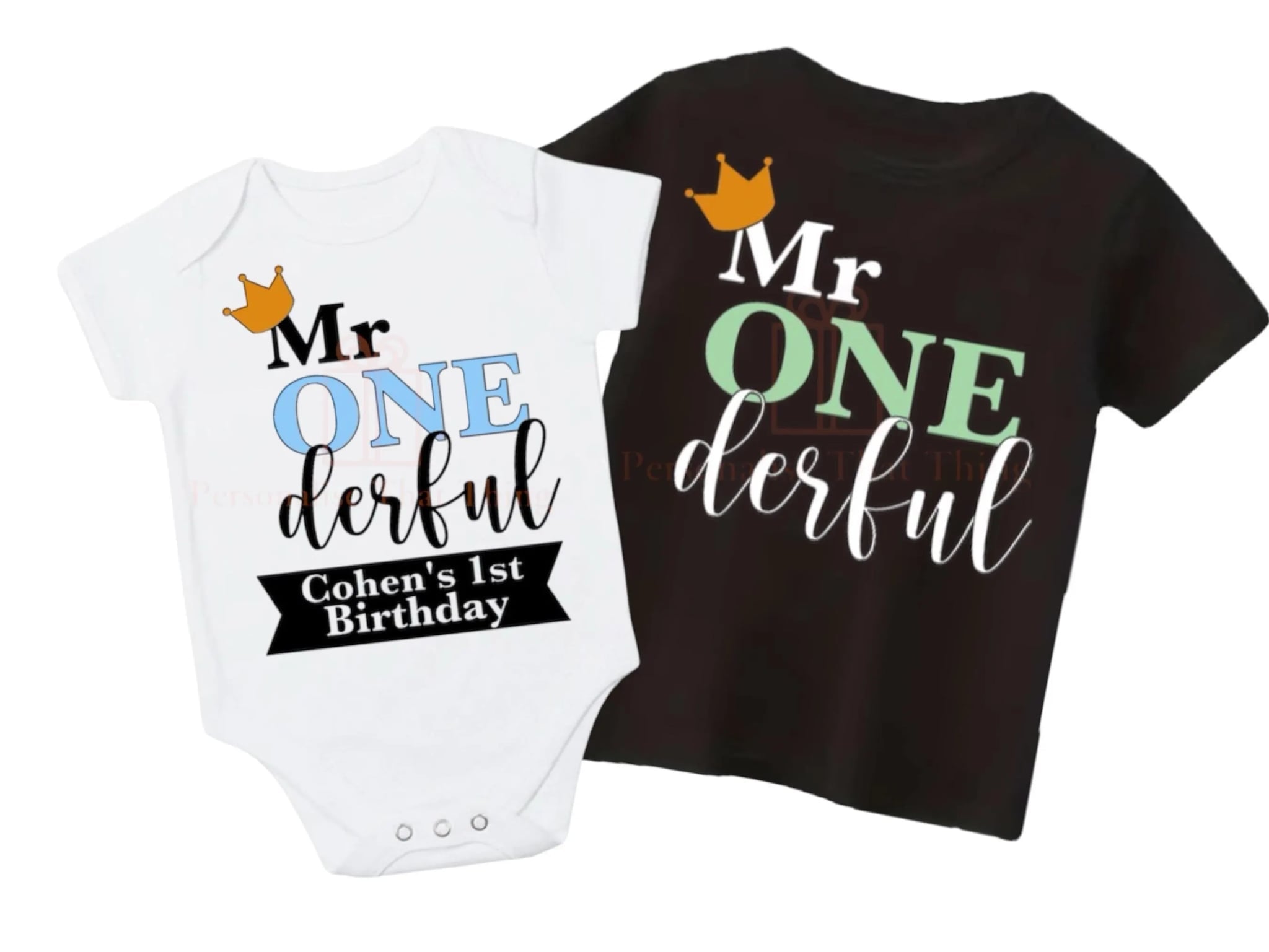Mr one derful custom name first birthday party onesie / tshirt