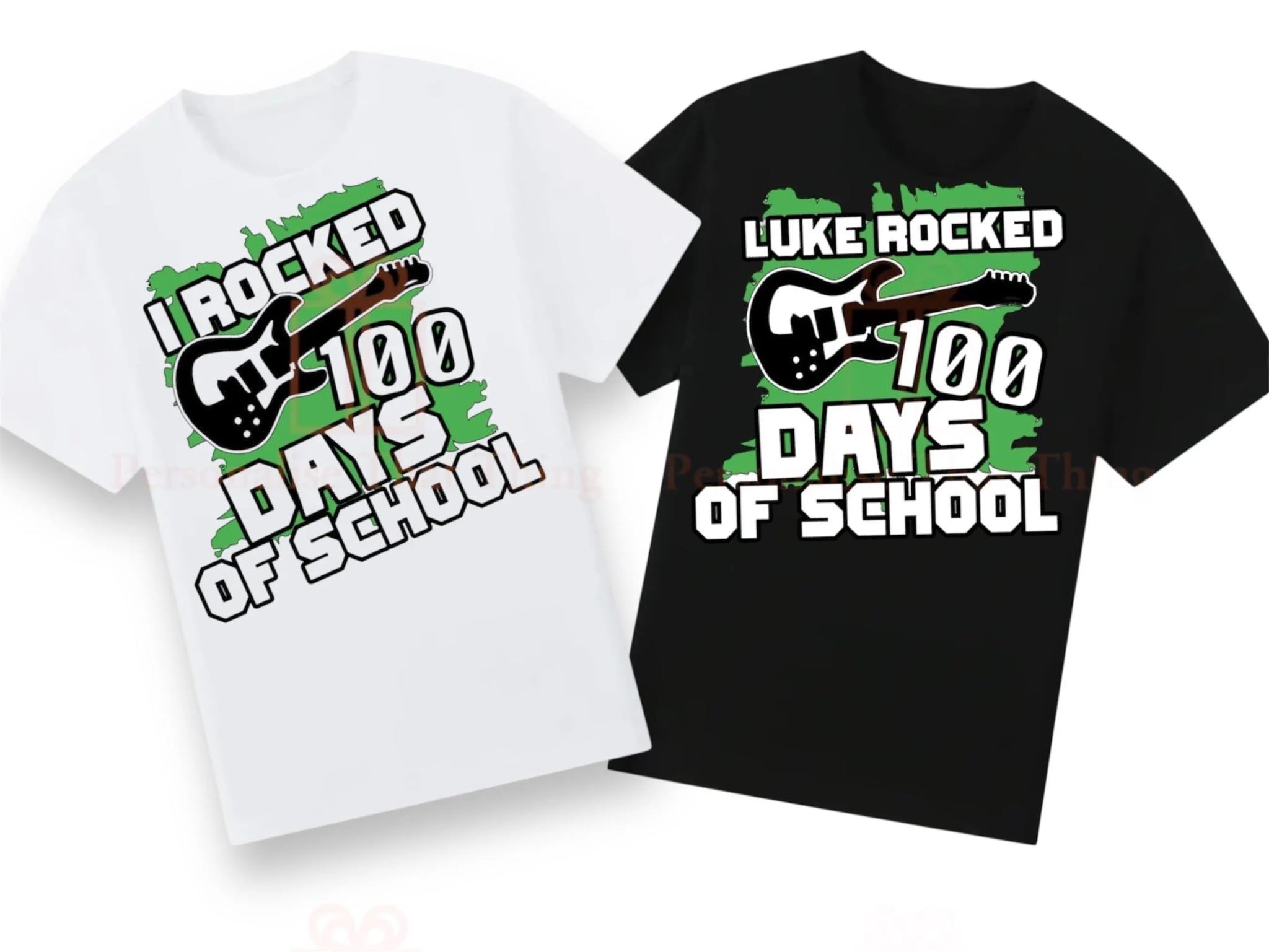 I rocked 100 days of school personalised name music guitar tshirt