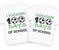 I kicked 100 days of school personalised name football tshirt