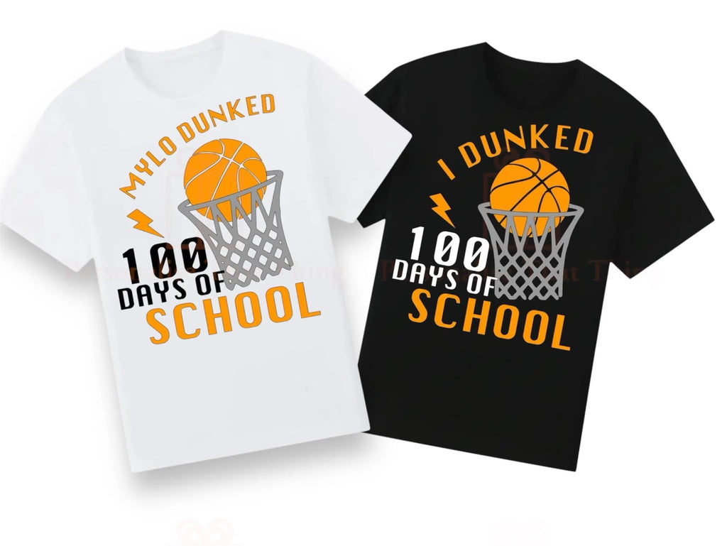 I dunked 100 days of school personalised name basketball tshirt