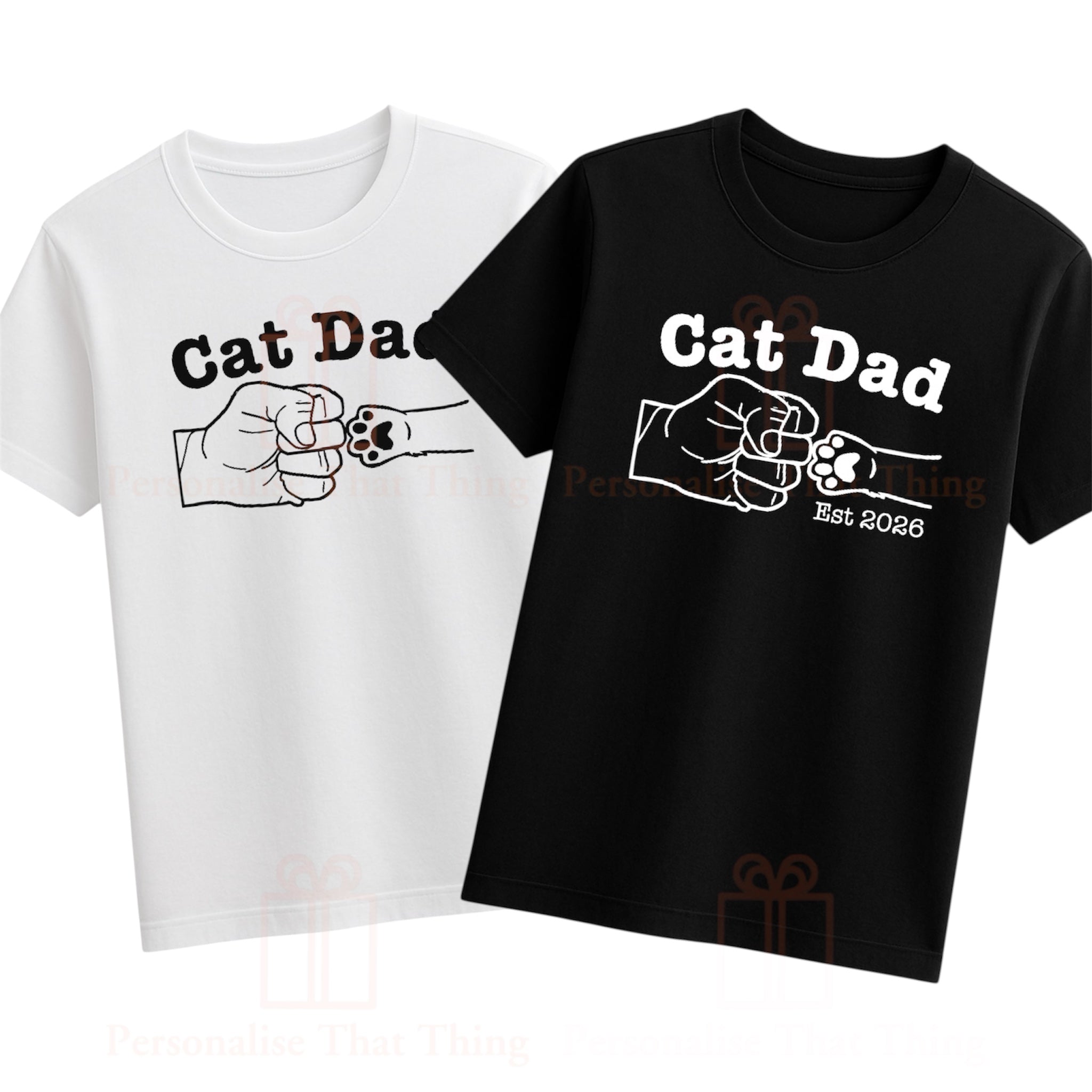 Cat dad pet paw fist pump personalised est tshirt