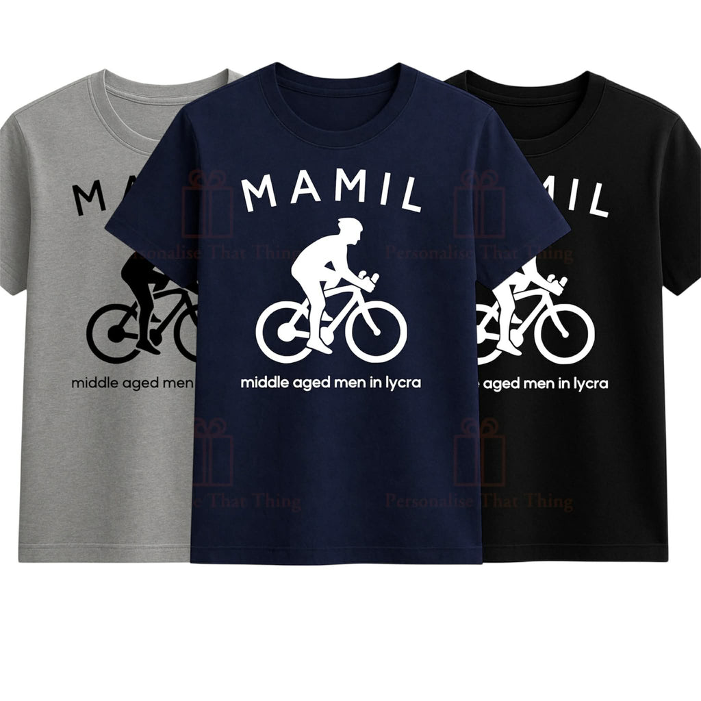 MAMIL bike middle aged men in Lycra mens biking tshirt