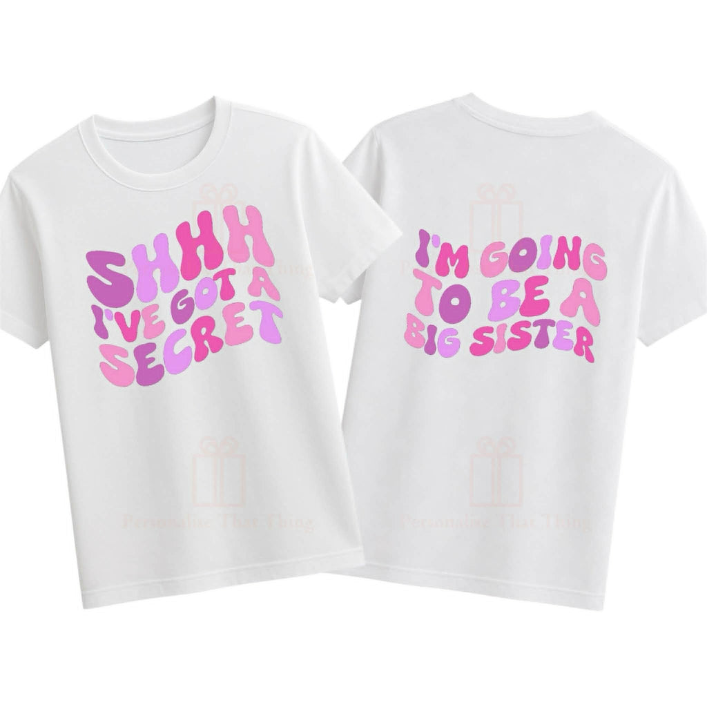 Iv got a secret I’m going to be a Big sister wavy Pregnancy announcement baby bodysuit outfit / tshirt