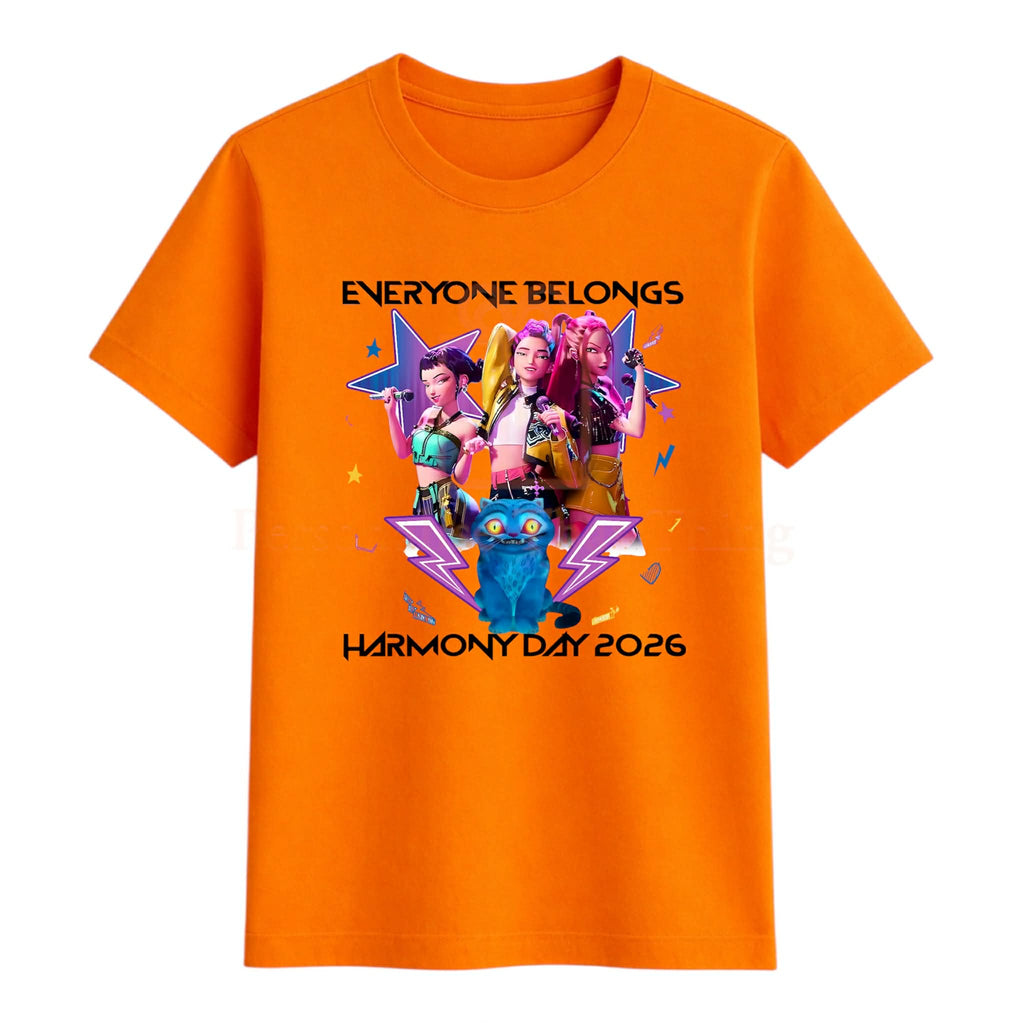 Harmony day - Kpop everyone belongs huntrix demon hunters orange Tshirt - All sizes available men women and children