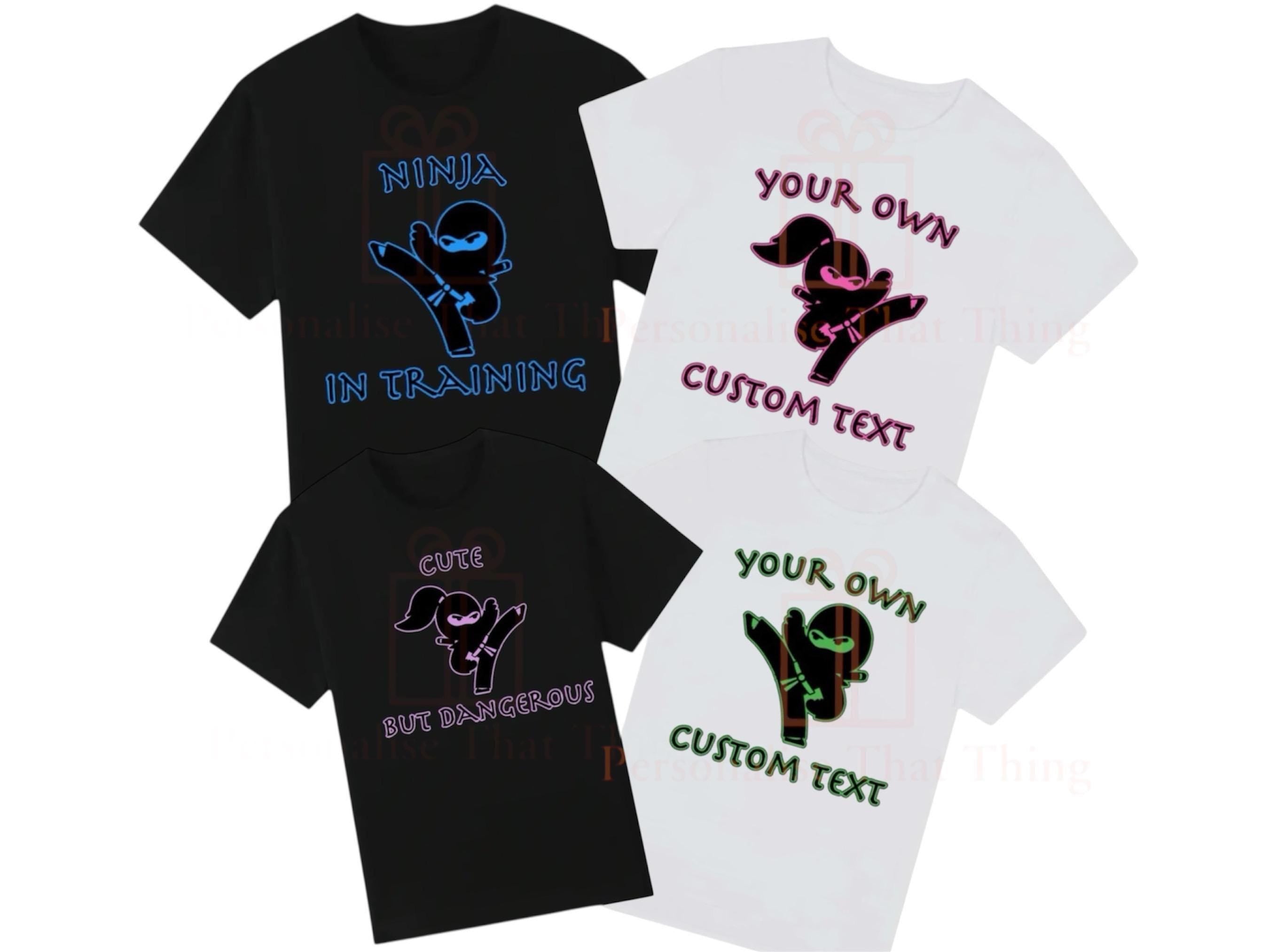 Ninja karate custom text tshirts / baby onesie