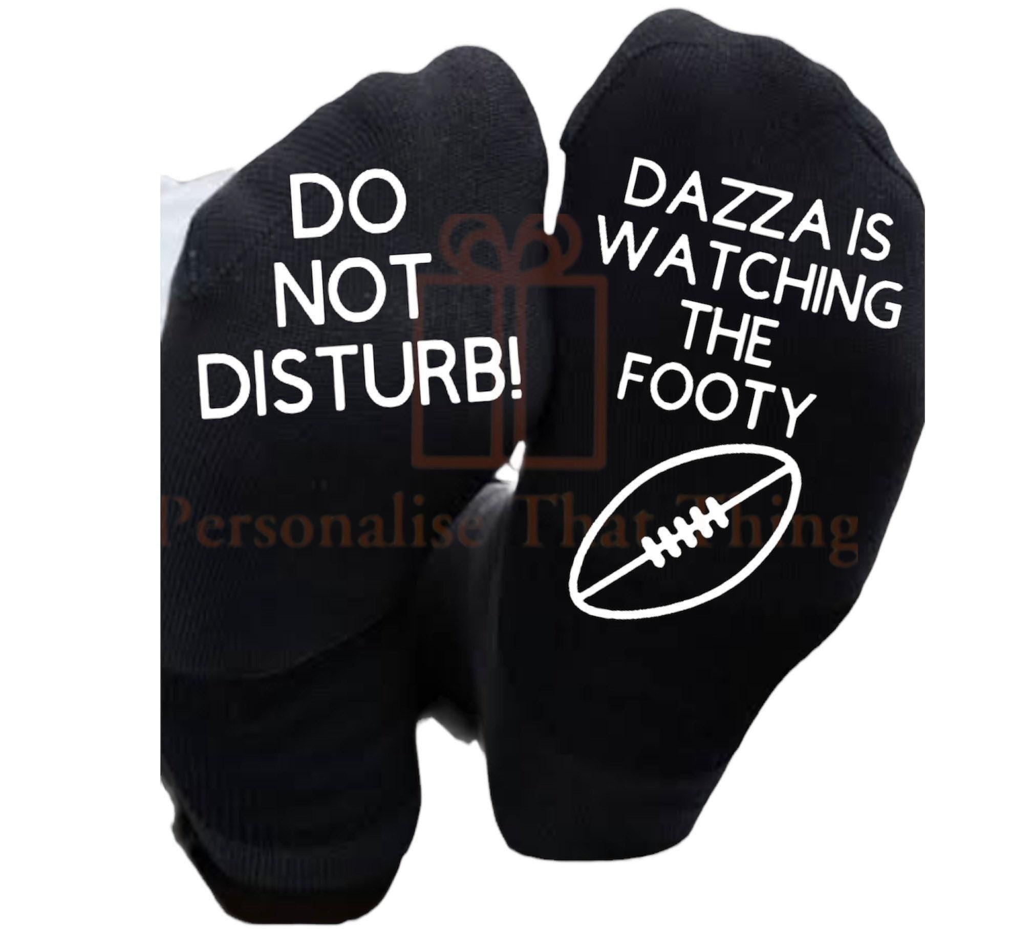 watching the footy Personalised name do not disturb custom AFL printed socks