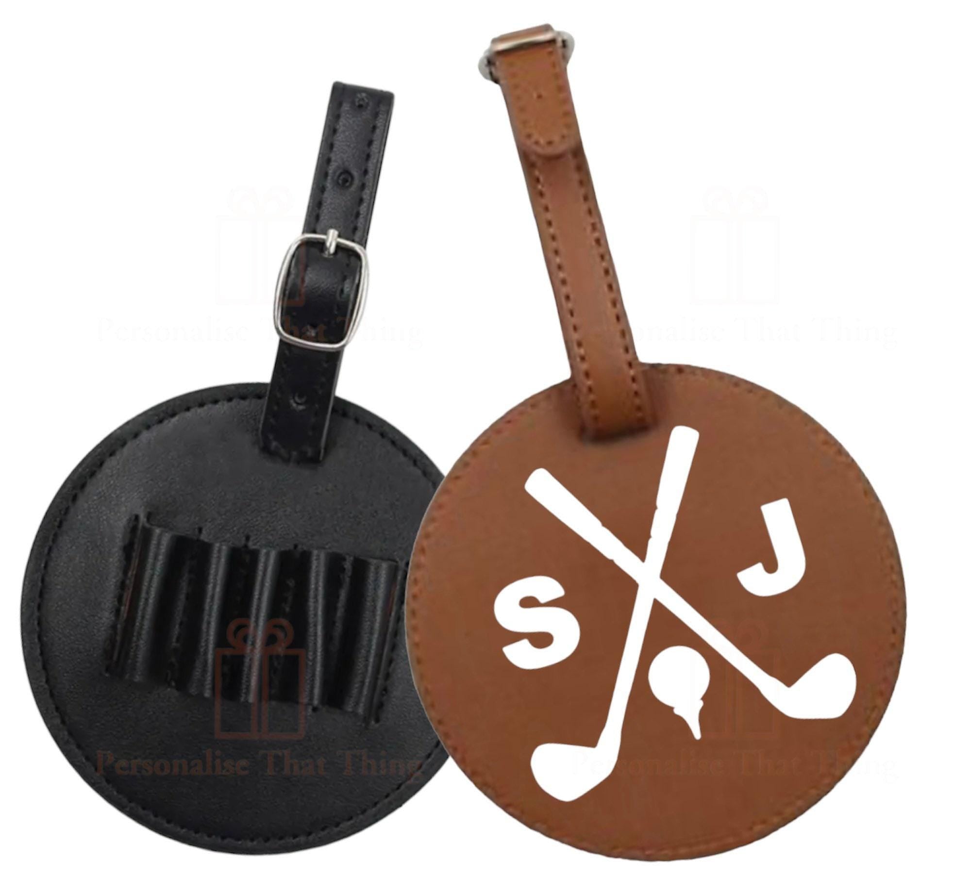 Golf bag tag personalised faux leather tee holder tag