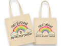Tote bag rainbow Teachers gift custom text natural canvas tote shopping book bag