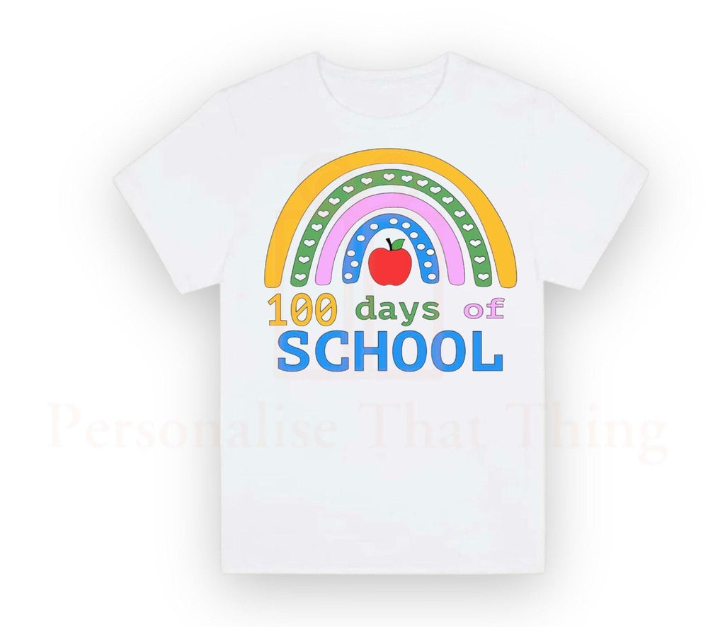 100 days of school rainbow apple tshirt
