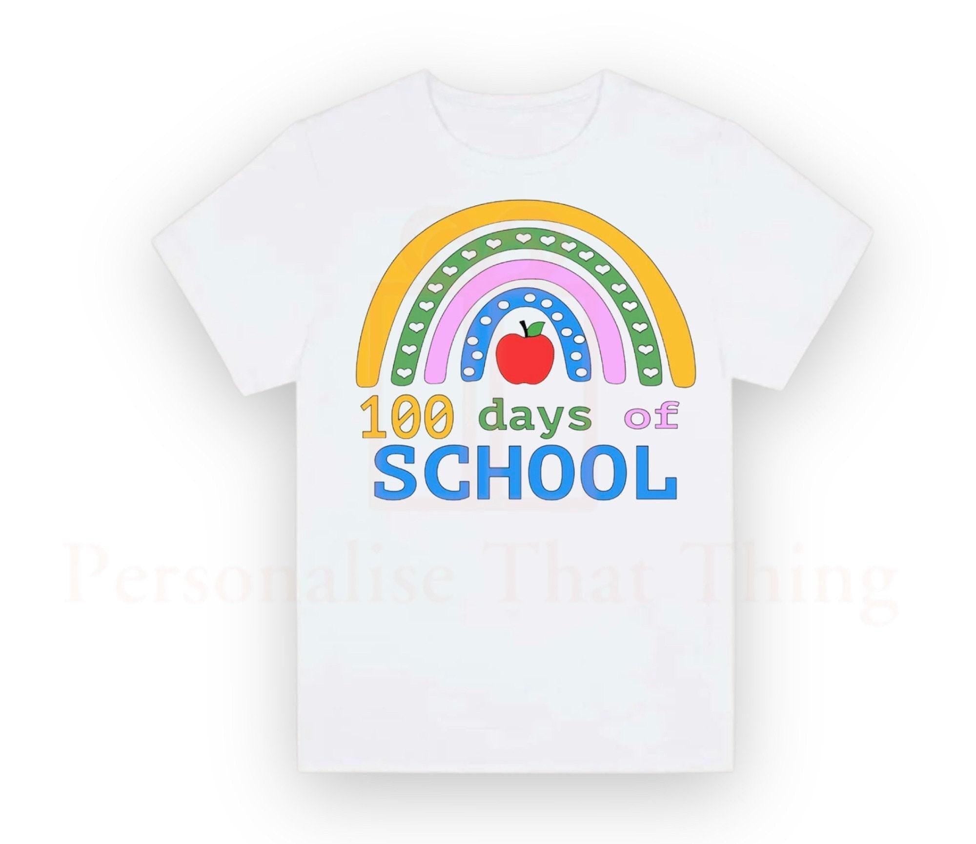 100 days of school rainbow apple tshirt