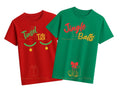 red tinsel tits / green jingle balls matching his & hers Christmas tshirts