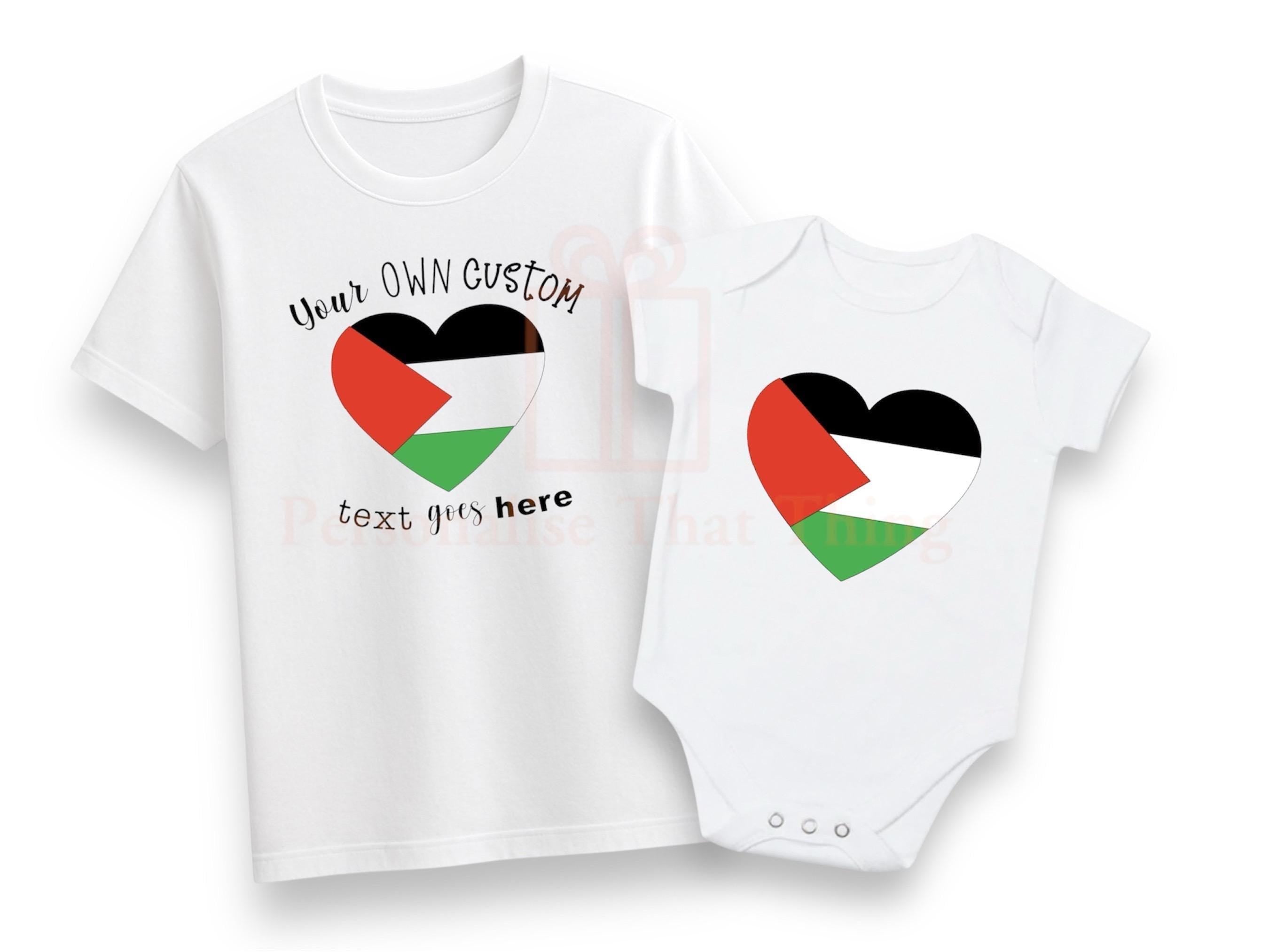 Palestine country flag heart tshirt men’s womens children’s baby bodysuits