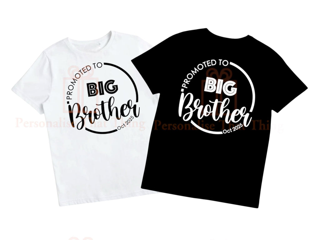 Promoted to Big Brother circle design custom date pregnancy announcement tshirt / baby bodysuit