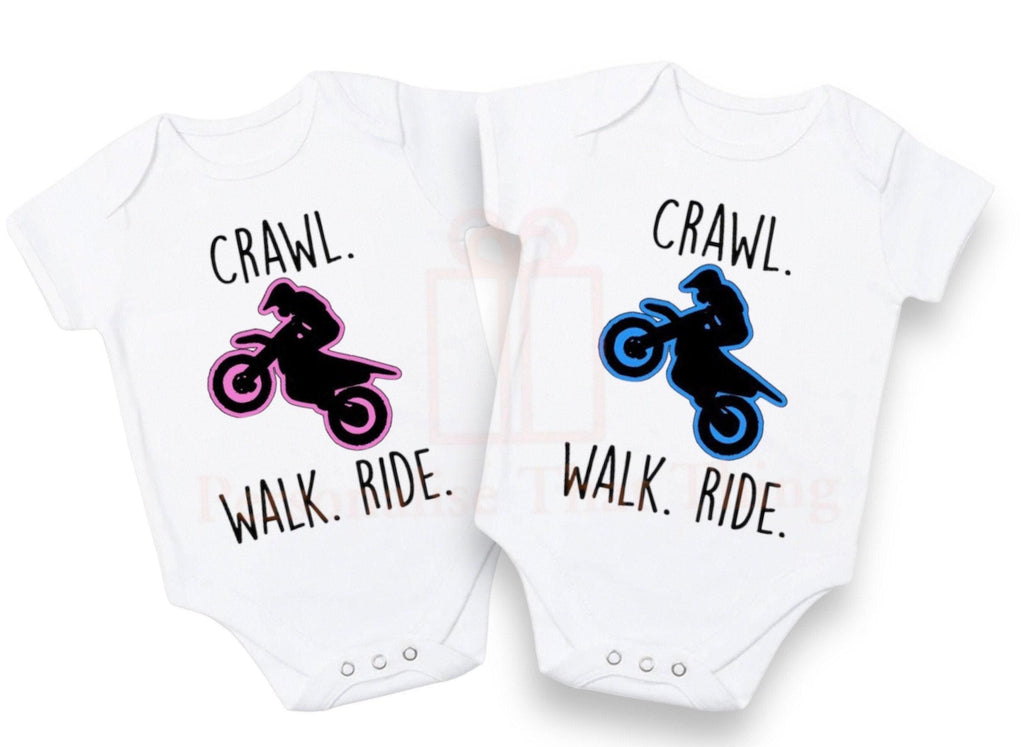 Crawl walk ride dirt bike baby bodysuit / tshirt outfit