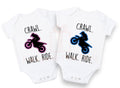 Crawl walk ride dirt bike baby bodysuit / tshirt outfit