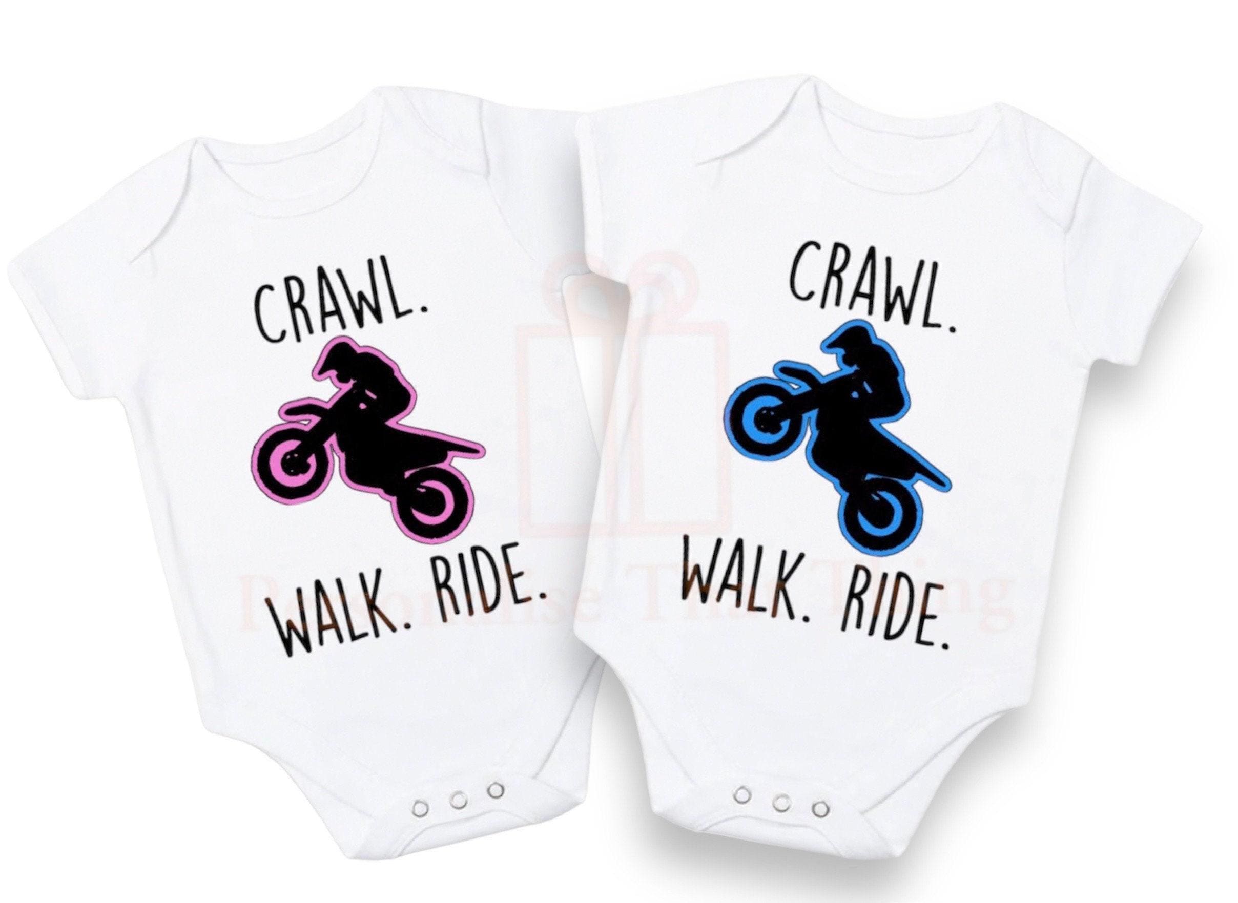 Crawl walk ride dirt bike baby bodysuit / tshirt outfit