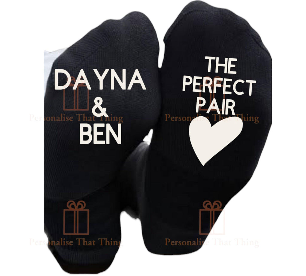 The perfect Pair custom couple name Personalised anniversary socks