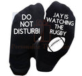 watching the rugby custom name do not disturb printed rugby socks