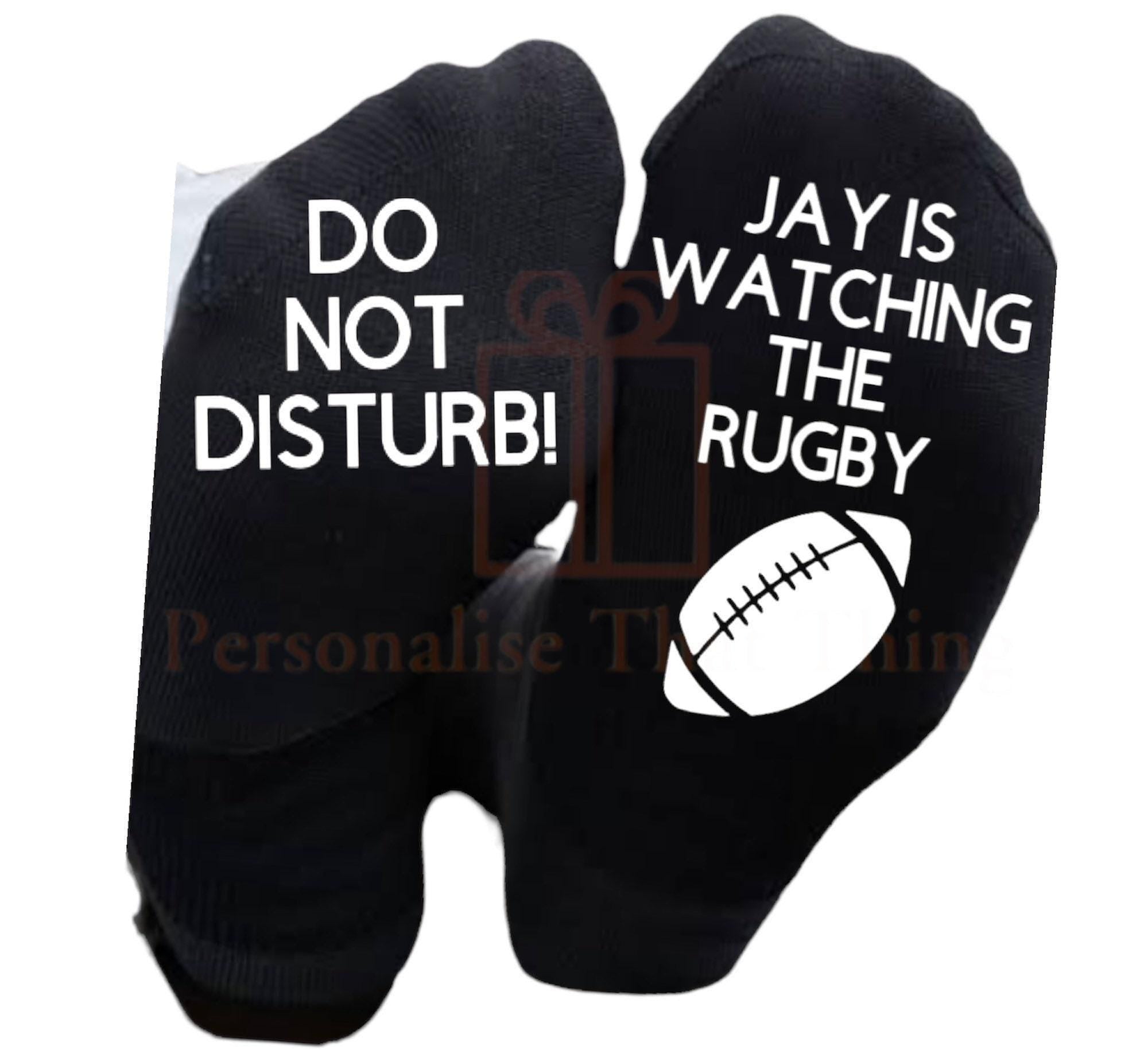 watching the rugby custom name do not disturb printed rugby socks