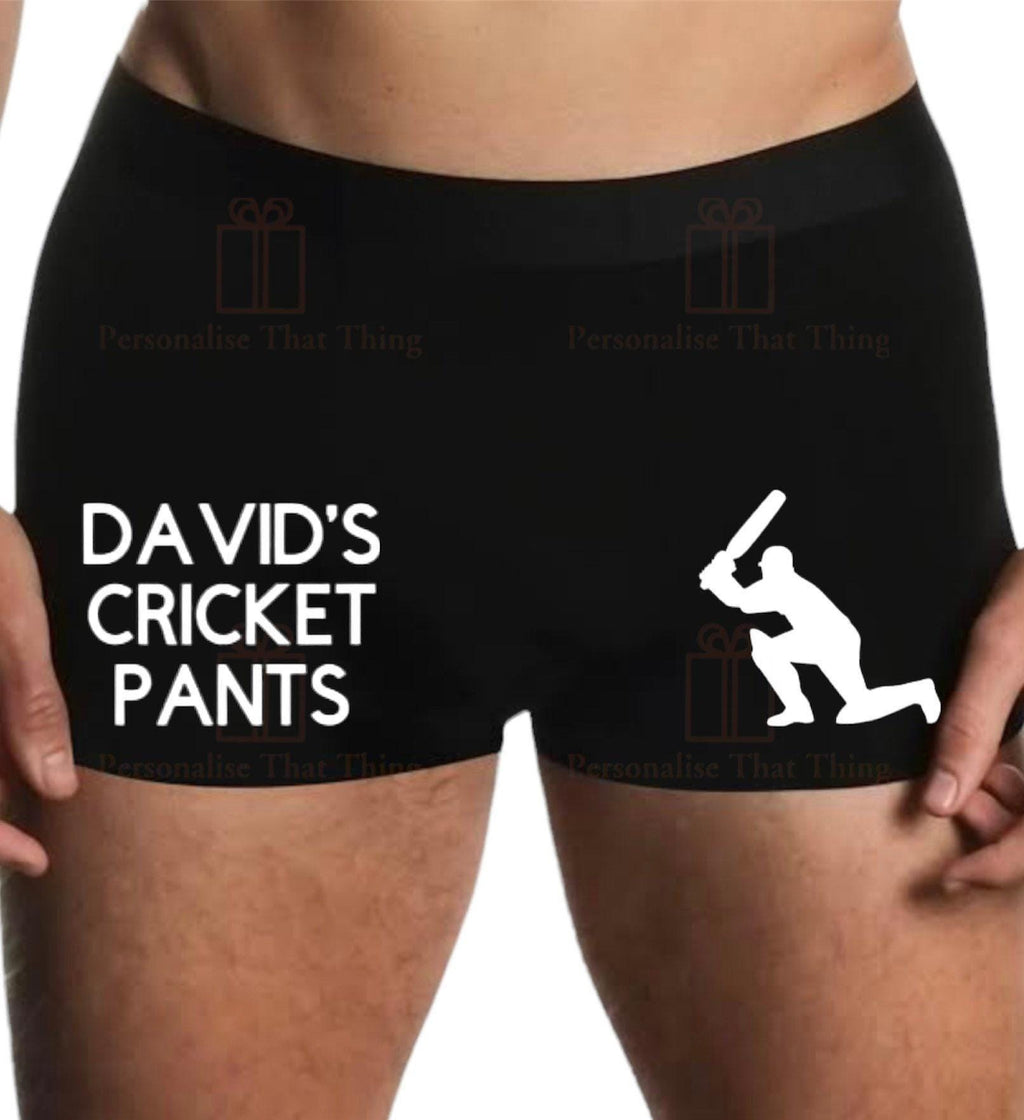 Cricket men’s boxer trunks personalised custom name