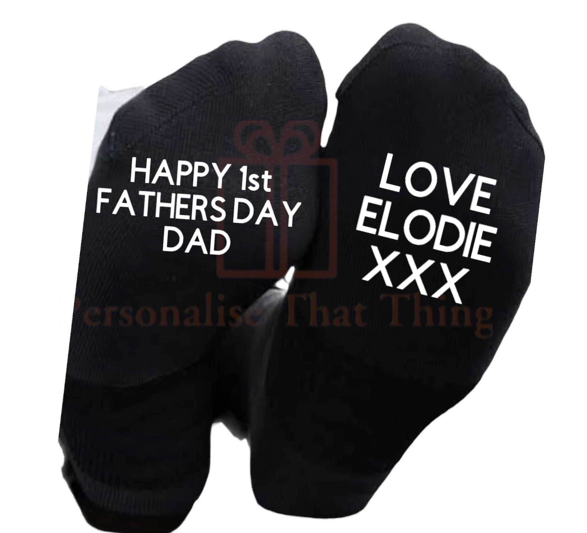 Happy 1st Fathers Day custom men’s socks