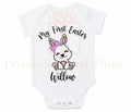 My first Easter - personalised name 1st Easter bunny rabbit baby onesie