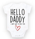 Hello custom name I can’t wait to meet you pregnancy announcement baby bodysuit outfit