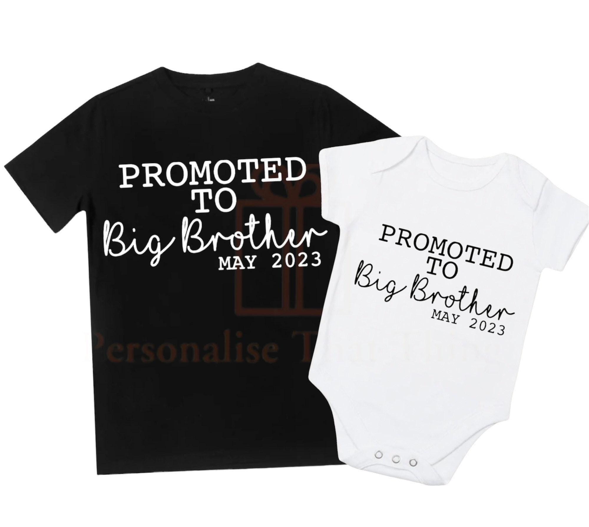 Promoted to Big brother pregnancy announcement personalised date baby bodysuit outfit / tshirt