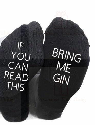 If you can read this bring me a drink custom drink vodka gin wine printed socks