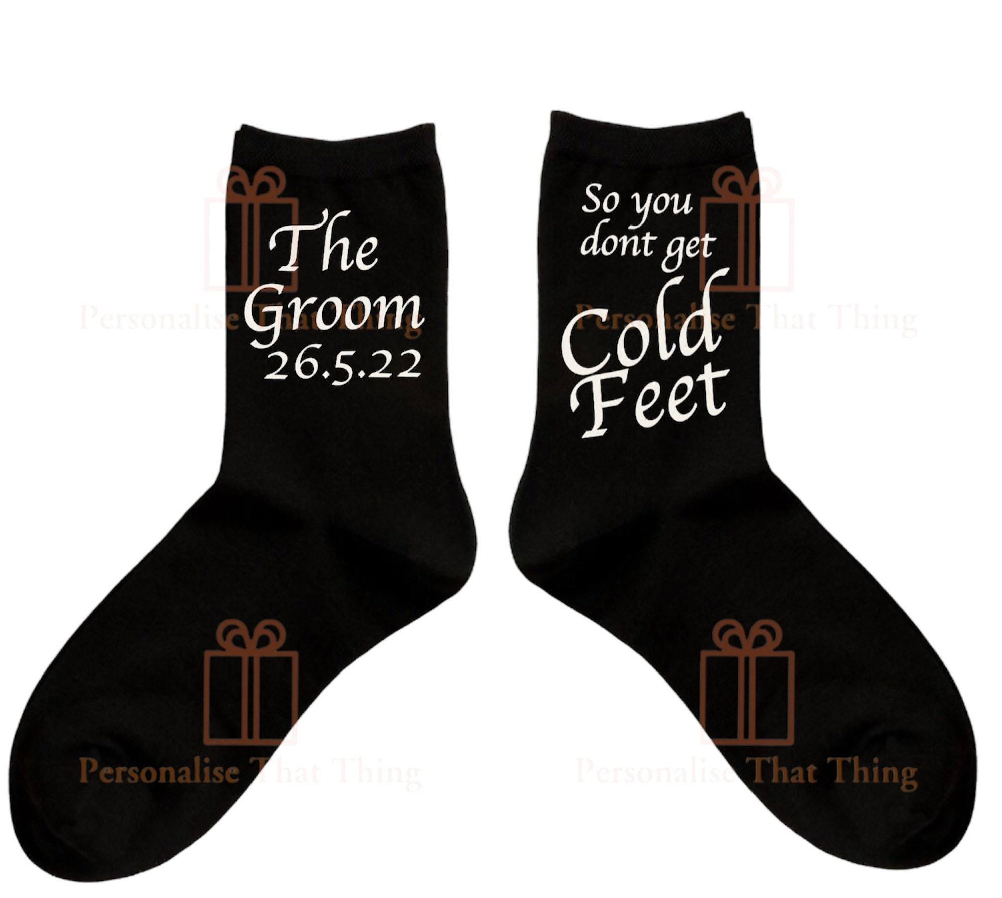 The groom don’t get cold feet personalised custom men’s socks
