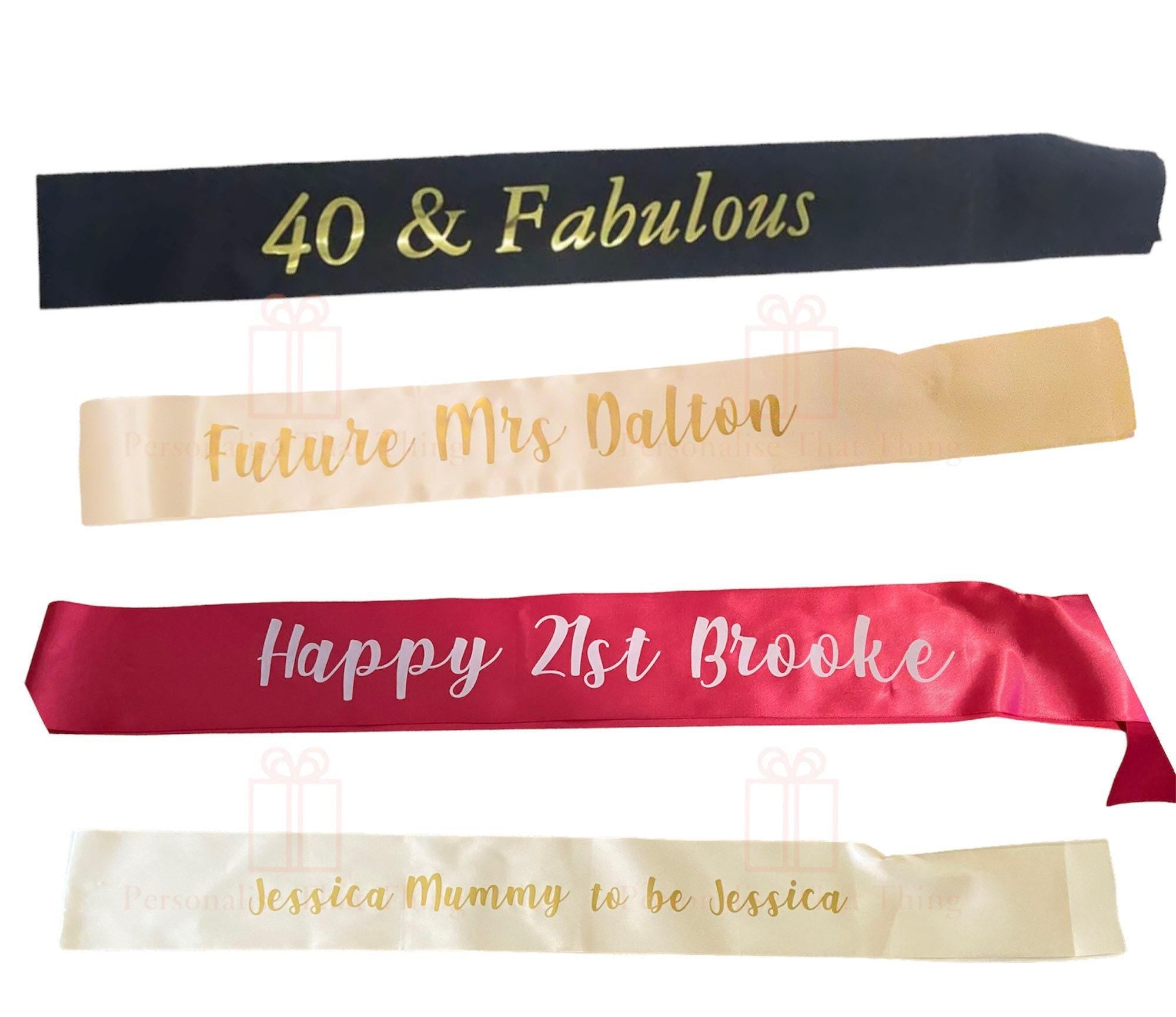 Sash - all colours  - birthday wedding baby shower pregnancy hen divorce announcement sashes