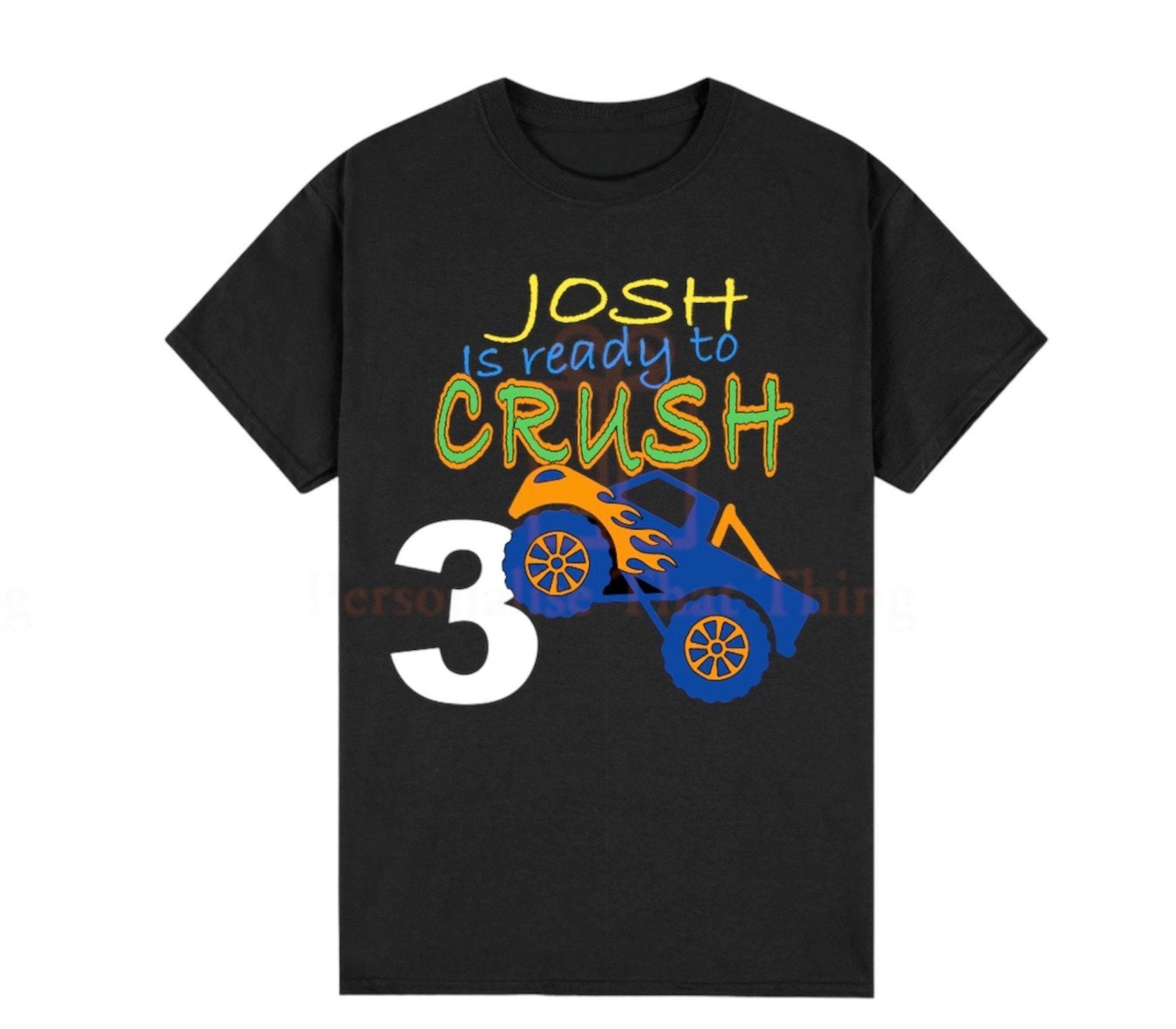 Monster truck custom name / number is ready to crush birthday party Tshirt