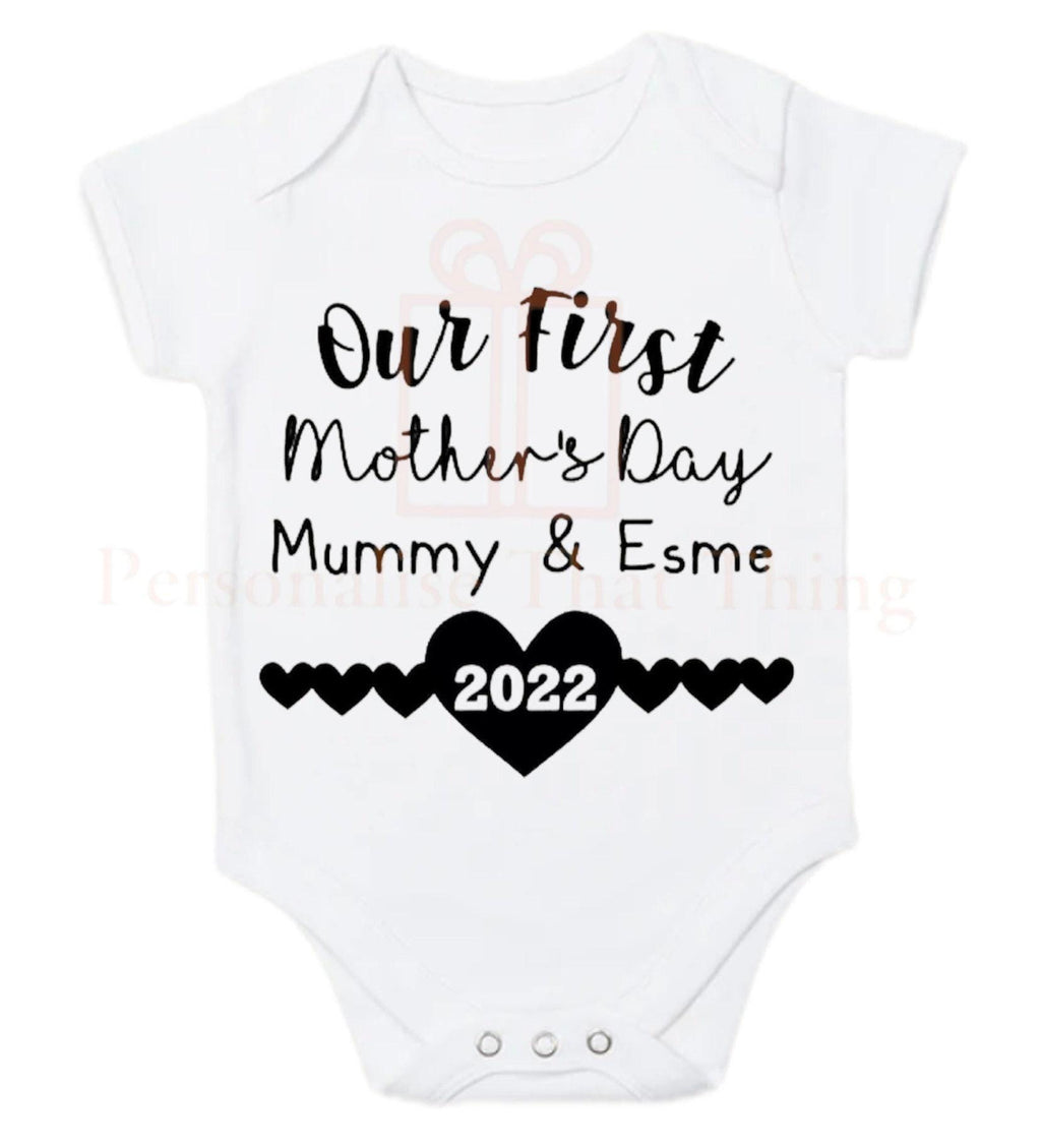 Our first Mother’s Day heart custom baby personalised bodysuit outfit