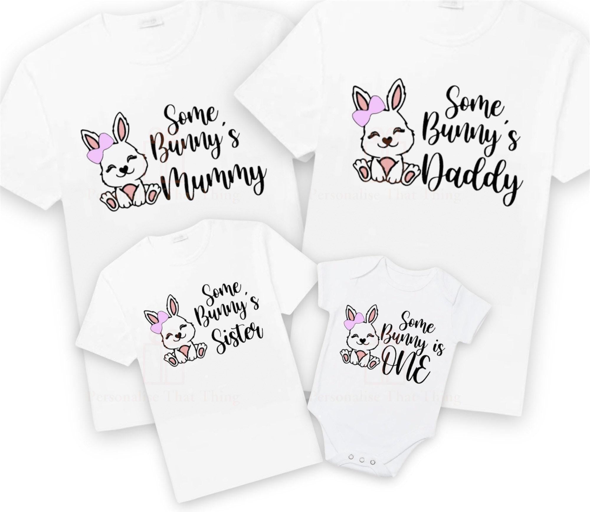 Some bunny is one first birthday baby onesie / family matching Tshirts