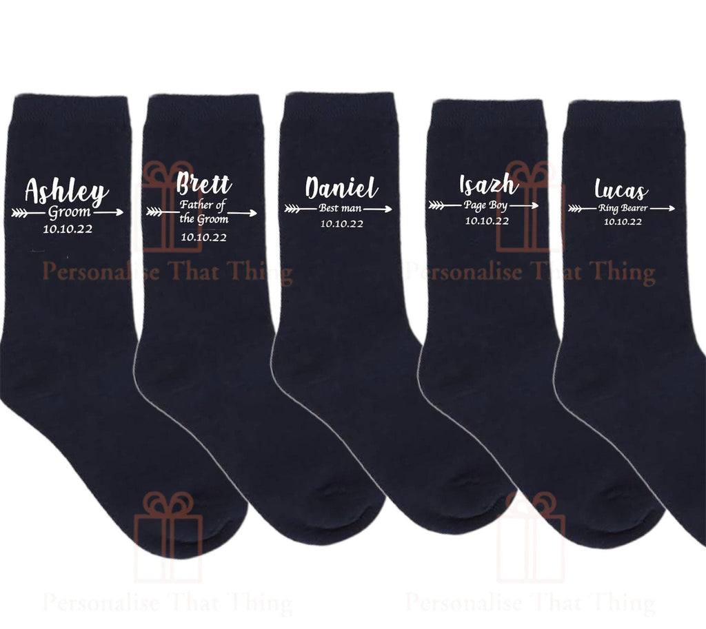 Personalised custom wedding bridal party men’s socks